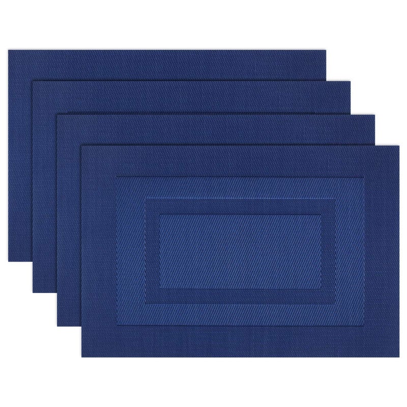 PIGCHCY Placemats,Washable Vinyl Woven Table Mats,Elegant Durable Placemats for Dining Table Set of 4 (18 x 12 inches, Navy Blue) - Image 1